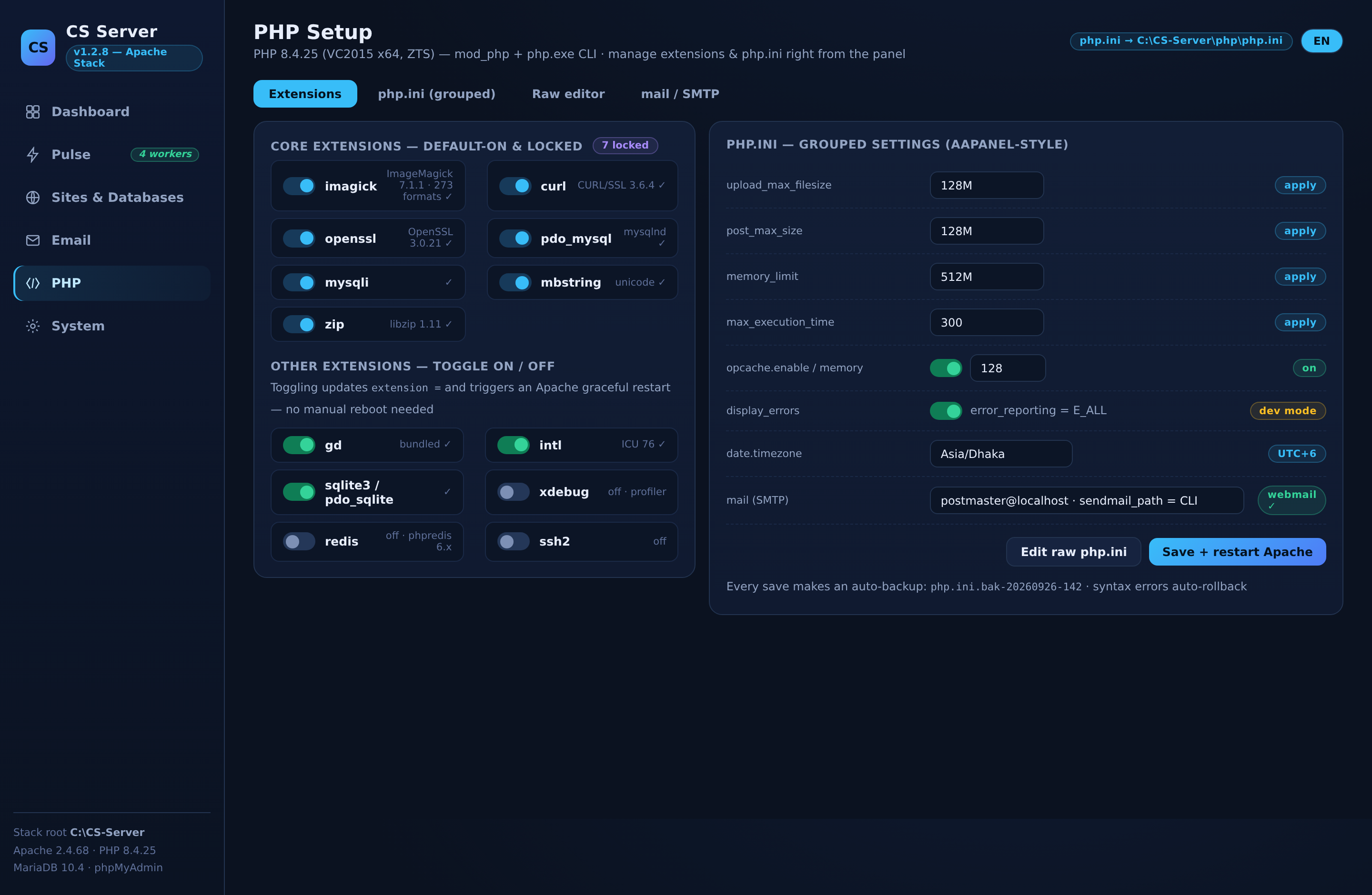 CS Server v1.3.3 — Windows Local Hosting Stack & Control Panel — gallery image 4